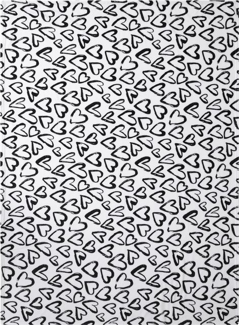 LIVARNO Kuscheldecke aus Polyester in Weiß mit Herzmuster, B/B: 150 x 200 cm - Bild 1