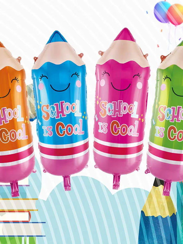 4 oder 8 Stück Bleistift Folienballons für Schulanfang Dekoration, Mehrfarbig, Höhe: 73 cm - Bild 6