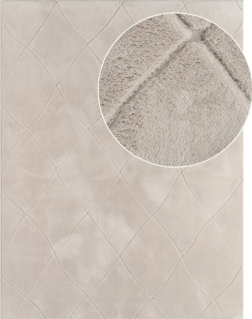 Waschbarer Teppich Utah in Creme mit Rautenmuster im Skandi-Design, Breite: 80 cm, Länge: 150 cm - Bild 1