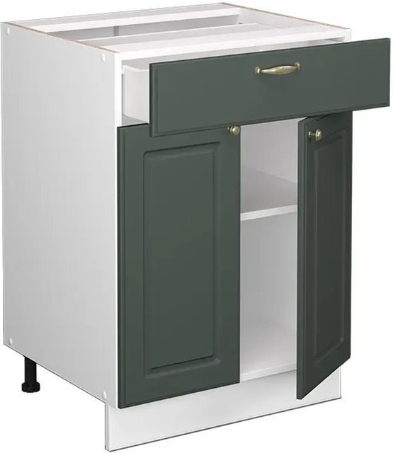Vicco Küchenunterschrank Fame-Line in Grün-Gold und Weiß mit Schubladen und Soft-Close-Türen im Landhausstil, B: 60 cm, H: 82 cm, T: 32,63 cm - Bild 1