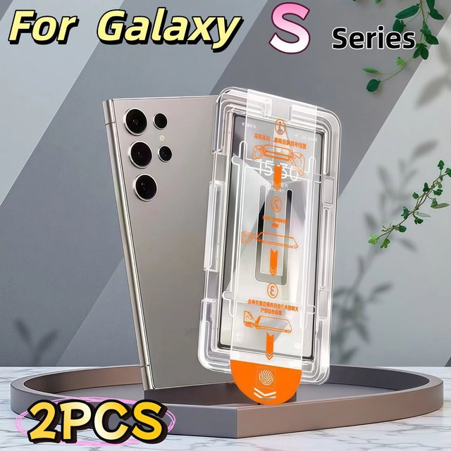 2 Stück Samsung Galaxy Displayschutzfolie aus gehärtetem Glas, transparent, passend für Galaxy S25, S24 Ultra, S23, S22 und S21 Plus - Bild 1