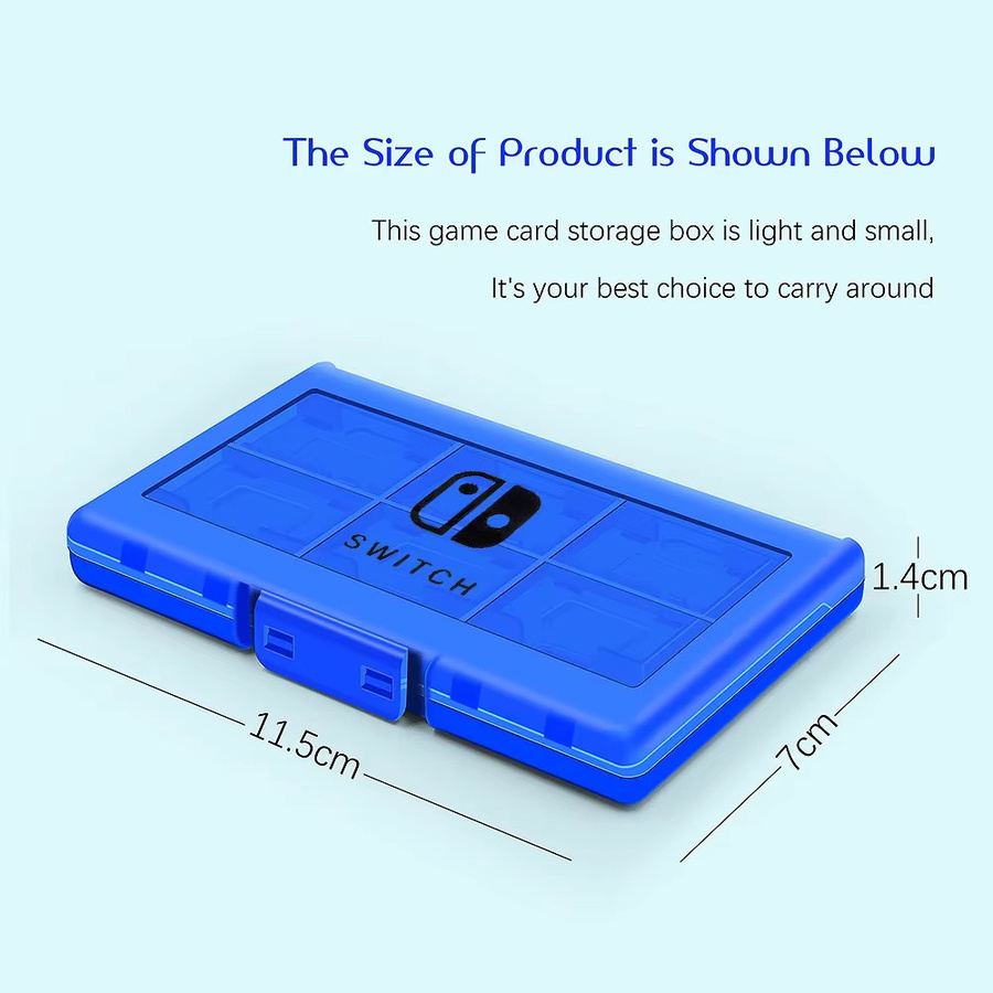Nintendo Switch OLED Anti-Drop 12-in-1 Spielkarten-Aufbewahrungskoffer in Blau mit Hard Shell Cover Box für dein Nintendo Switch Zubehör - Bild 2