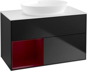 V&B Waschtischunterschrank Finion 100 in Weiß und Schwarz lackiert, B/T/H: 100 x 50,1 x 50,1 cm - Bild 1