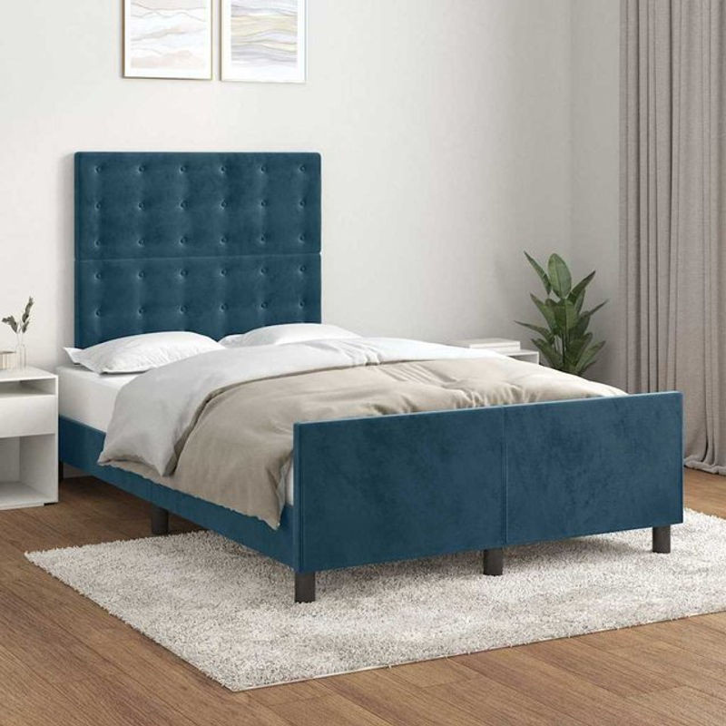Vidaxl Polsterbett Chesterfield aus Samt in Blau, B/L: 120 x 200 cm - Bild 1