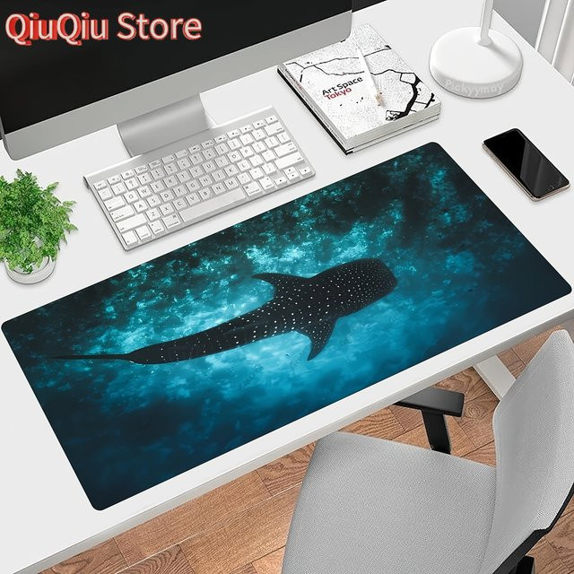 Potdemiel XXL Mauspad Wal Ozean Design, rutschfeste Schreibtischmatte aus Gummi mit genähten Kanten, B/T: 90 x 40 cm - Bild 1