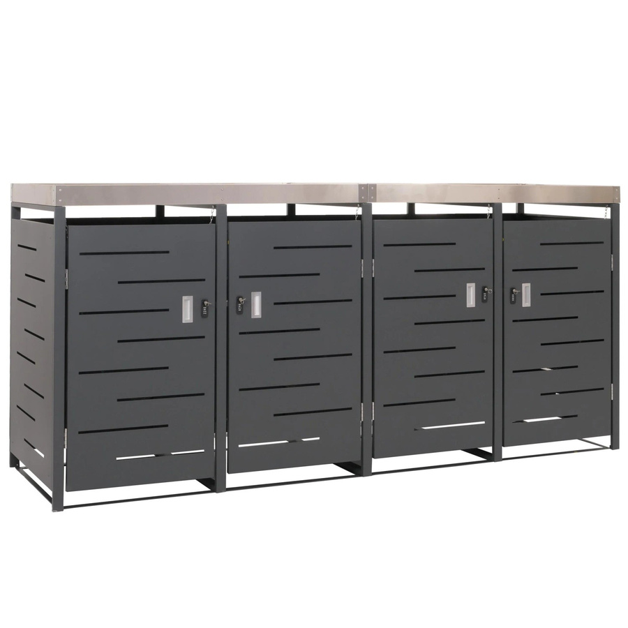 PROREGAL Mülltonnenbox für 4 Tonnen in Anthrazit, modern aus verzinktem Stahl, B/T/H: 125 x 264 x 84 cm - Bild 2