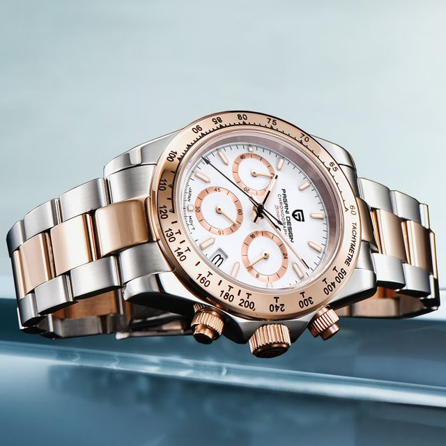 PAGANI DESIGN Chronograph Armbanduhr, Quarz, Edelstahl, Bicolor, Weiß, Herren - Bild 1