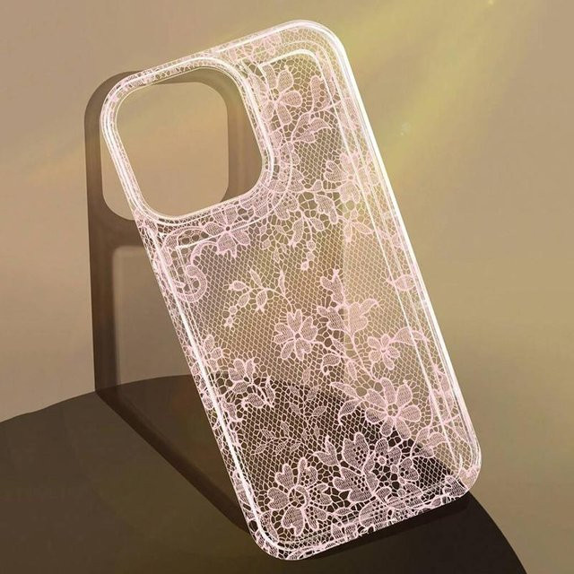 Transparente Silikonhülle mit romantischem Spitzenmuster für Apple iPhone Modelle - Bild 1
