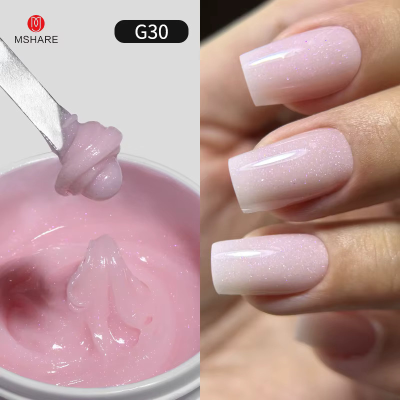 MSHARE Acrylgel, Rosa-Weiß, Glänzend, 50g - Bild 4