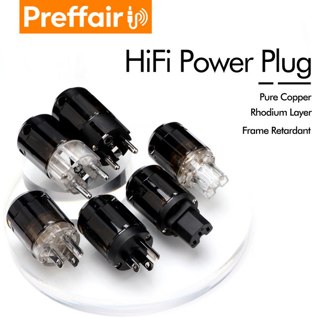 Preffair HiFi AC-Stromkabel-Adapter mit Rhodium-Beschichtung und IEC-Anschluss für Audio-Verstärker und CD-Player, US/EU-Netzstecker, Schwarz oder Transparent - Bild 1