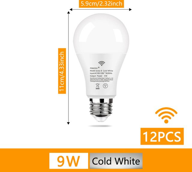 PIBAOGU 12er Set LED Nachtlicht mit Radar-Bewegungsmelder E26 110 V 9 W in Weiß - Bild 1