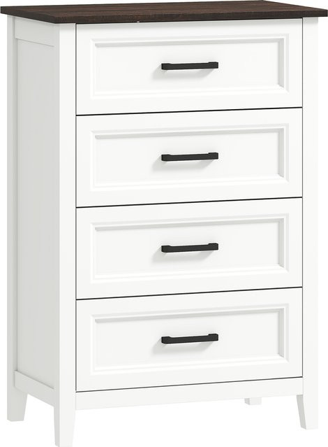 HOMCOM Kommode mit 4 Schubladen in Weiß, schmale hohe Schubladenkommode in Holzoptik für Schlafzimmer, Wohnzimmer oder Büro, B/T/H: 60 x 35 x 87 cm - Bild 1