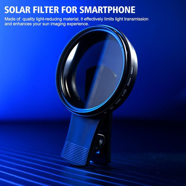 Universal ND2-400 Variabler ND-Filter mit Clip für Smartphone-Objektive 37mm und 52mm in Schwarz für iPhone und andere Handykameras - Bild 1
