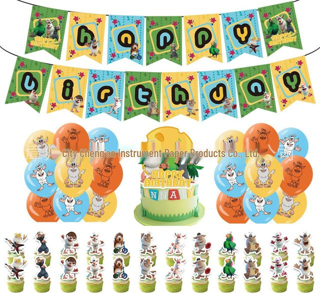 Booba Abenteuer Geburtstagsparty Dekorationen Set mit bunten Fahnen, Ballons und Bannern für Kinder - Bild 1