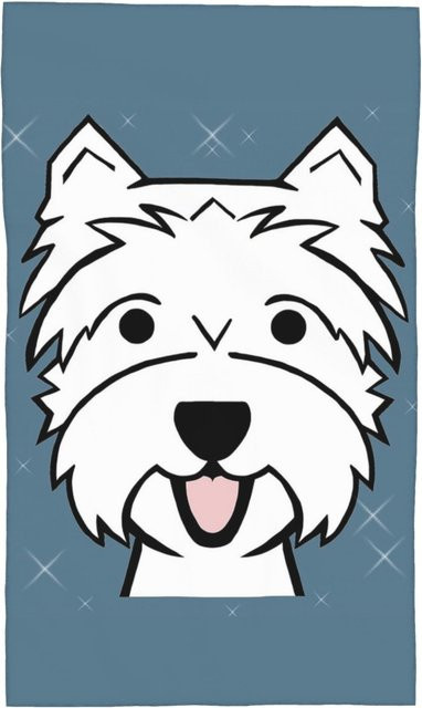 Schnelltrocknendes Baumwollhandtuch für West Highland Terrier in Blau, B: 30 cm, H: 60 cm - Bild 1