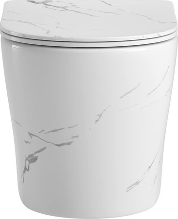 sanicomfort Hänge-WC Set Nakia Wand-WC Tiefspüler aus Sanitärkeramik in Weiß mit spüllosem Design und Soft-Close WC-Sitz