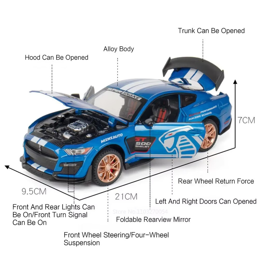 MAKEDA Mustang Shelby GT500, Spielzeugauto, 1:24, mit Licht und Sound - Bild 5
