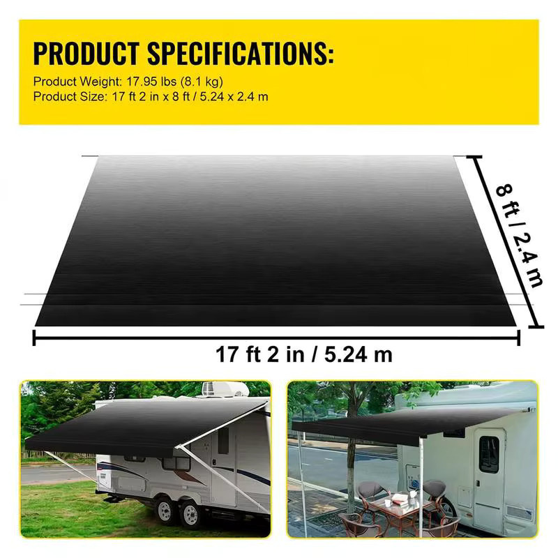 Wohnwagen-Vordach Outdoor-Campingplane in Grau mit Kohle-Farbverlauf, wasserdichter Sonnenschutz aus PVC-beschichtetem Vinyl, B: 524 cm, T: 240 cm - Bild 5