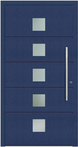 KNOCK Aluminium-Haustür Terra Nova in Stahlblau mit Glaseinsatz und RC2-Schutz, Höhe: 210,0 cm, Breite: 100,0 cm - Bild 1