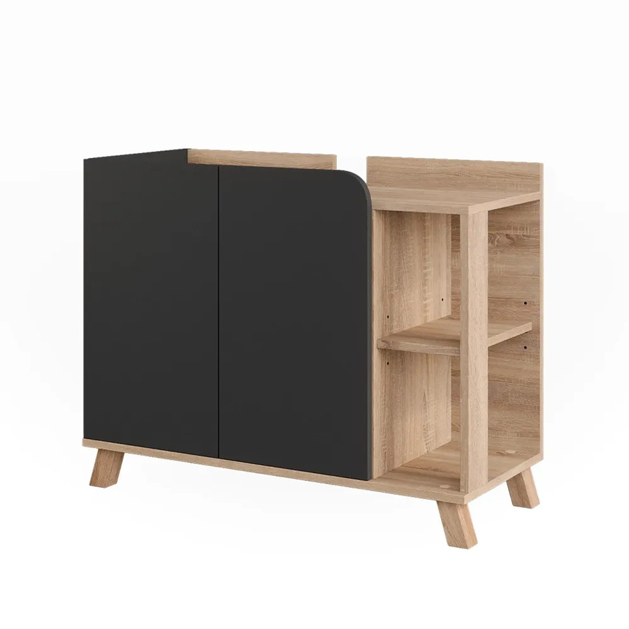 Vicco Waschbeckenunterschrank Karen in Sonoma und Anthrazit mit 2 Türen und offenem Regal, B/T: 80 x 65 cm - Bild 2