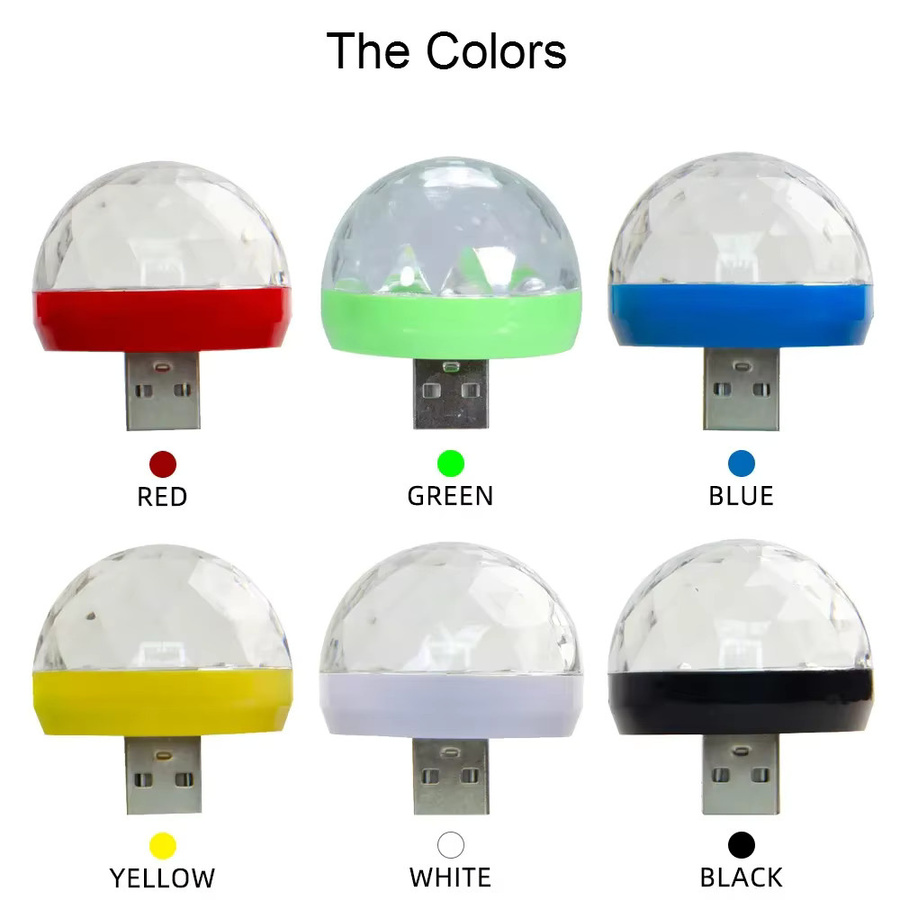 Mini USB RGB LED Disco Ball Lampe mit Musik-Sound-Control für Auto und Party in Multicolour - Bild 3