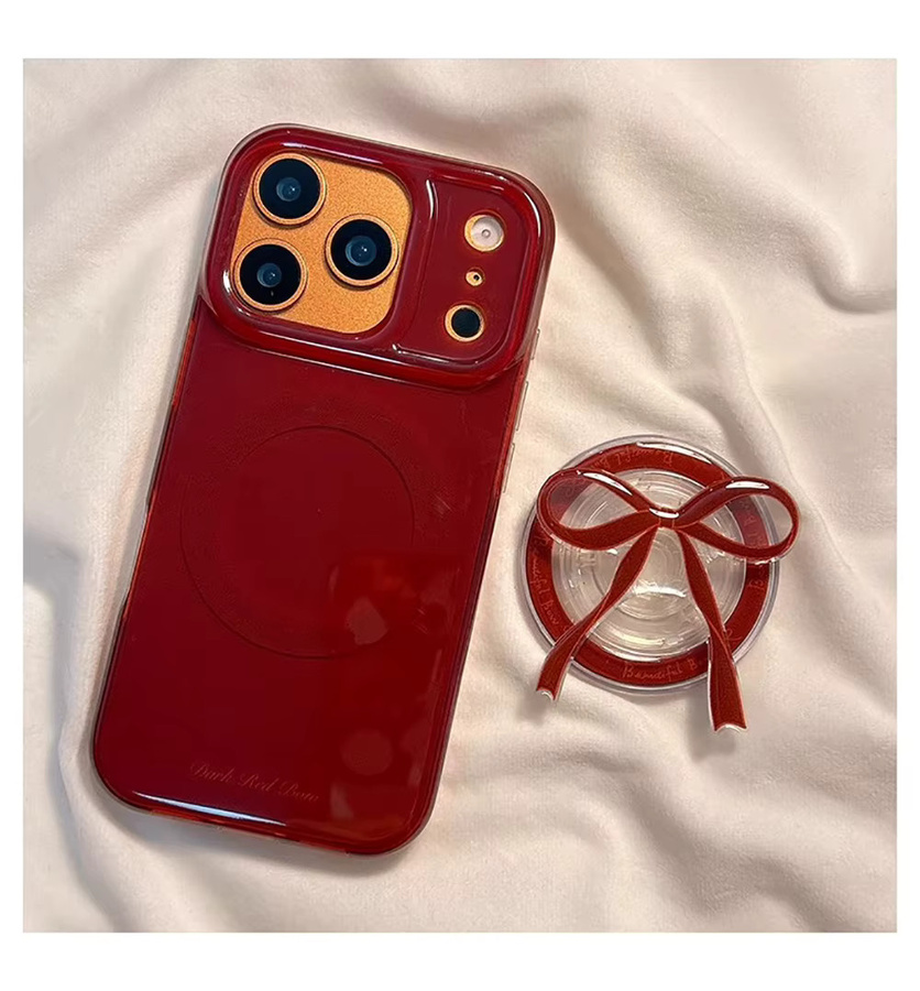Retro Vintage Magnetische Schutzhülle für Apple iPhone 13 14 15 16 17 Pro Max mit MagSafe und Wireless Charging in Weinrot - Bild 2