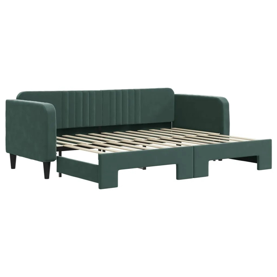 vidaXL Ausziehbares Tagesbett aus Samt in Dunkelgrün mit Schubladen B/T/H: 80 x 200 x 75 cm - Bild 2