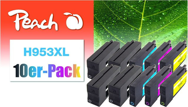 Peach Druckerpatronen XL Set für HP OfficeJet Pro 8720, wiederaufbereitet, ersetzt HP No. 953XL (2x Schwarz, Cyan, Magenta, Gelb) - Bild 1