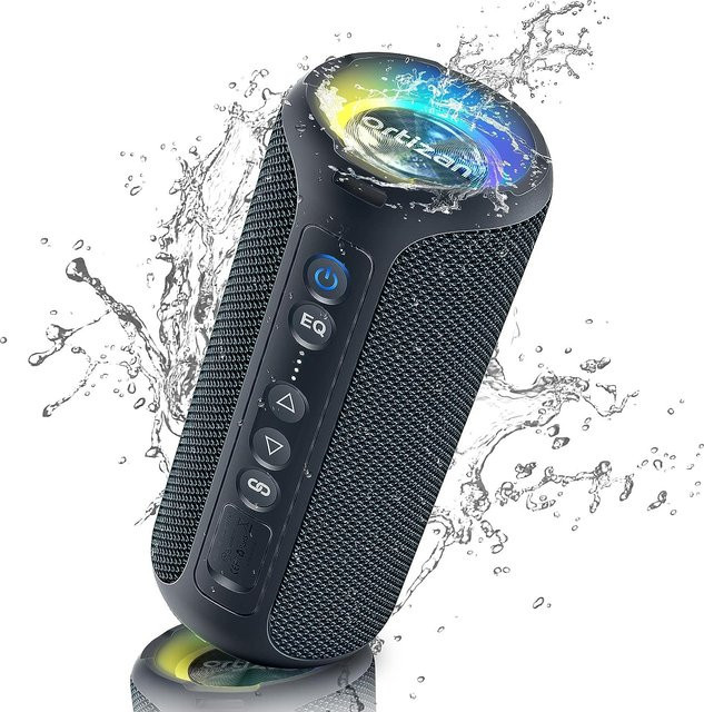 Ortizan X8 Pro Bluetooth-Lautsprecher mit 40 W Stereo-Sound, IPX7 wasserdicht und 30 Stunden Spielzeit in Schwarz und Blau mit farbigen Lichteffekten - Bild 1