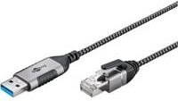 Goobay Ethernet-Adapterkabel USB-A 3.2 Gen1 auf RJ-45 Slim in Schwarz, Grau und Silber - Bild 1