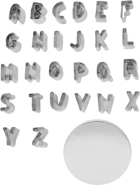 TOMTOP JMS Alphabet Ausstecher Set aus Edelstahl mit 26 Großbuchstaben in Silber - Bild 1