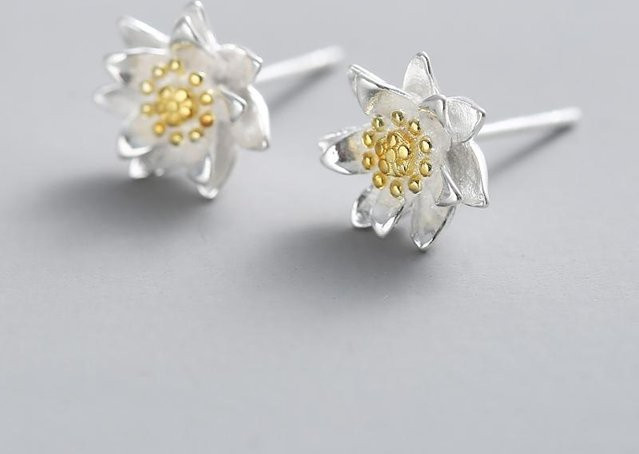 REETI Steckerohrringe 925 Silber, Blumen, Weiß, Damen - Bild 1