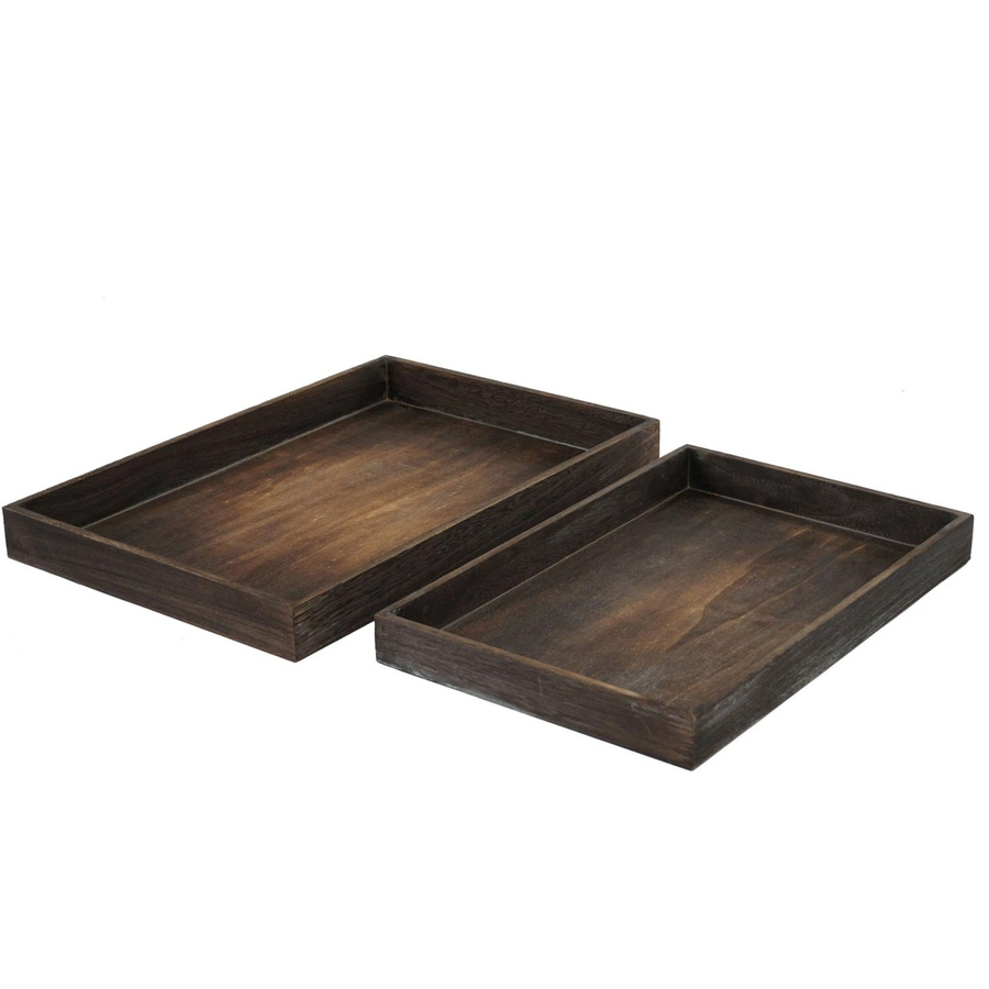 MCW 2er Set Schalen aus Paulowniaholz im Shabby-Look, Braun, Höhe: 28,5 cm - Bild 3