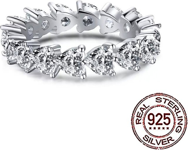 CWWZircons Ehering, 925 Silber, Zirkonia, Herzform, Damen - Bild 1