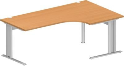 Schäfer Shop Pure Winkelschreibtisch PLANOVA BASIC mit C-Fuß und Kabelkanal, Buche/weißalu, B: 200 cm, T: 120/80 cm, H: 71,7 cm - Bild 1