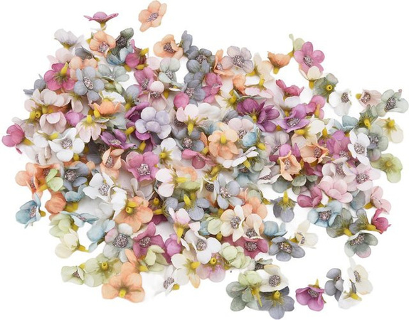 200 Stück DIY Simulationsblütenköpfe aus Textil in Beige und Multicolour, Durchmesser: 2,5 cm, florale Dekoration für Hochzeit und Geburtstag von OutsideWorld