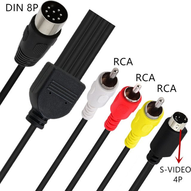 OULLX DIN 8pin auf Mini DIN 4pin 3RCA AV Adapter Kabel in Schwarz, 1,5 m Länge für S-Video Audio Video Verbindung von DVD, HDTV und VCR - Bild 1