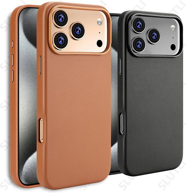 SLUTLI Magnetische PU-Leder-Handyhülle für iPhone kompatibel mit MagSafe, Orange - Bild 1