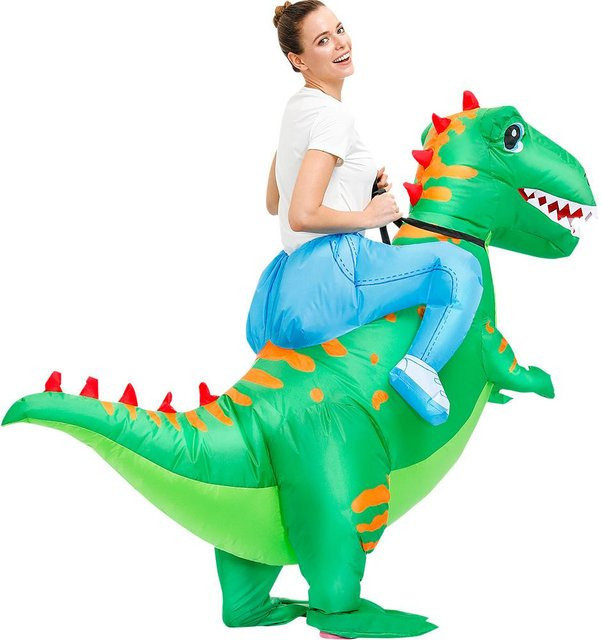 Aufblasbares grünes Dinosaurier-Kostüm für Erwachsene, mit Aufdruck, 150-190cm - Bild 1