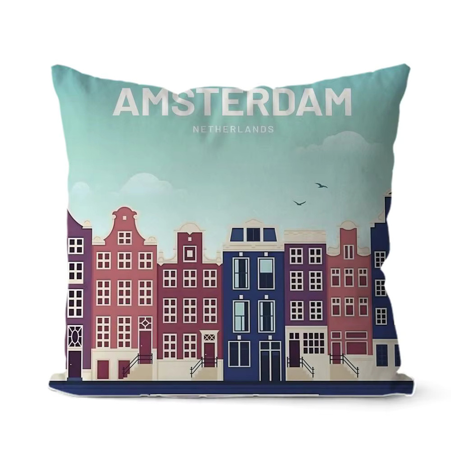 A-Amsterdam Kissenbezug aus weichem Plüsch in Weiß und Multicolour, quadratisch, B/B: 30 x 30 cm - Bild 5