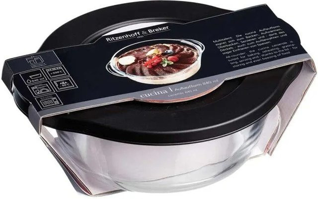 Ritzenhoff & Breker Cucina Auflaufform aus Glas mit Frischhaltedeckel, rund, transparent, 840 ml - Bild 1