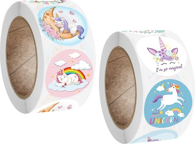500 Stück Cartoon-Tier-Einhorn-Aufkleber in Multicolour als Belohnungsaufkleber und Geschenkdekoration für Schule und Lehrer - Bild 1