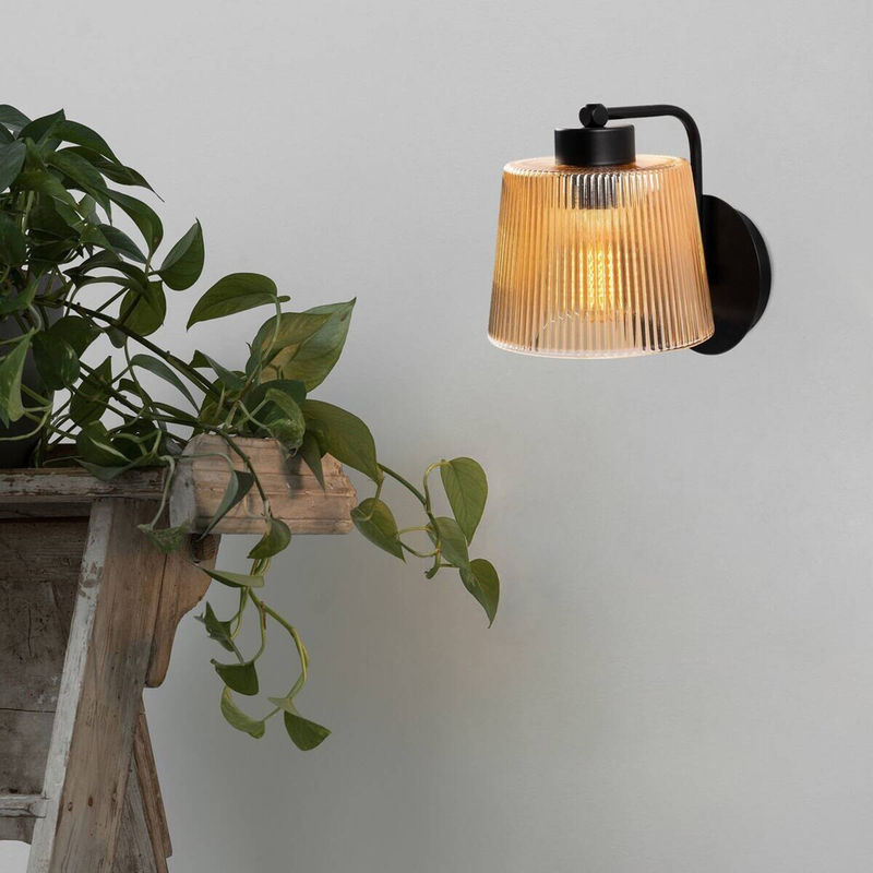 Opviq Wandleuchte in Schwarz aus Metall und Glas mit E27 Fassung, B/H/T: 18 x 19 x 18 cm - Bild 2