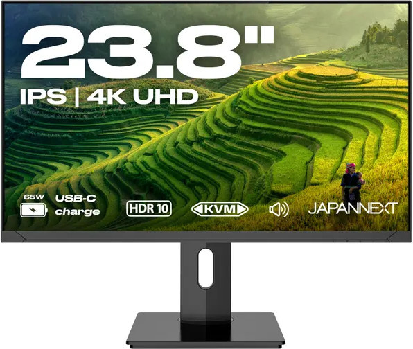 JapanNext Monitor JN-IPS2380UHDR-C65W-HSP, 23,8 Zoll, 4K UHD, IPS, 60 Hz, Schwarz - Bild 1