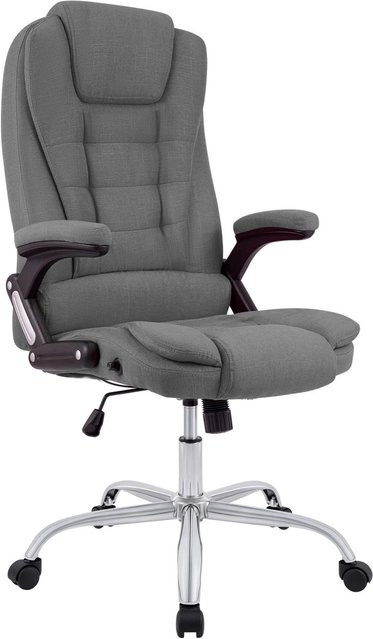 CLP Bürostuhl Thor ergonomisch in Grau mit Stoffbezug und Chromgestell, belastbar bis 150 kg, höhenverstellbar 49-59 cm - Bild 1