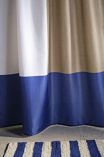 Jotex Duschvorhang HEKTAR Blau aus Polyester mit Ösen, wasserdicht und blickdicht, Höhe: 200 cm, Breite: 180 cm - Bild 1