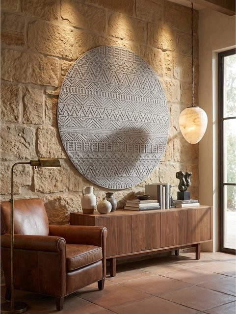 Flachgewebe-Teppich Kadima Design Ethno Silber Grau mit Streifen B/T: 200 x 200 cm - Bild 1
