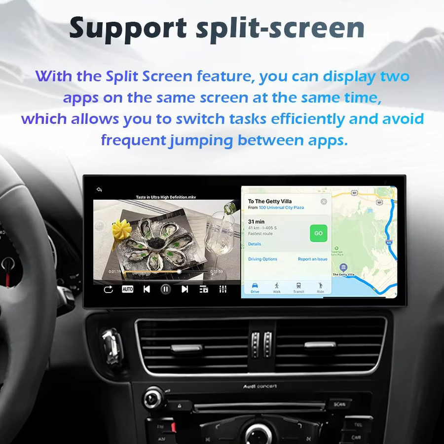 QiumianNavi Ultradünnes kabelloses CarPlay Android 16 Multimedia-Radio für Audi A1 2012 - 2018 mit DSP Stereo, Navigation, GPS und Wi-Fi in Schwarz - Bild 5