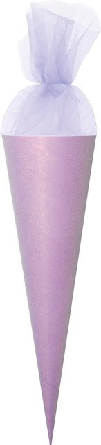 Rico Design Schultüte Rohling aus Karton mit Tüllverschluss und Glitter in Violett - Bild 1