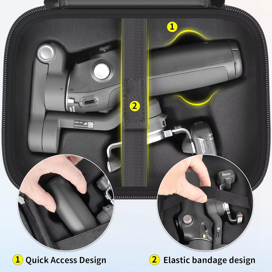 Paiyule Kameratasche für DJI Osmo Mobile 8 7P 7 Gimbal-Stabilisator, harte Reisetasche mit Schultergurt in Schwarz - Bild 4